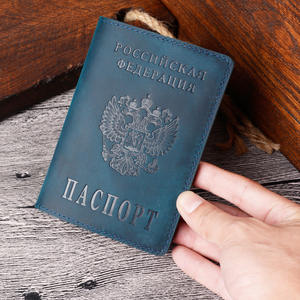 Couche supérieure peau de vache rétro carte d'embarquement porte-carte en cuir sac en cuir véritable passeport livre russie porte-passeport - Product Image 2