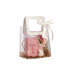 Bolsas pequeñas de plástico, bolsa de <span class=keywords><strong>PVC</strong></span> transparente con decoración de lazo, bolsa de regalo para regalos de promoción cosmética - Product Image 1