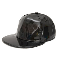 Casquette Snapback Tendance Brillante Holographique en PU à Visière Plate, Dégradé Arc-en-ciel Irisé, Style Hip Hop, pour Soirées en Club et Scène
