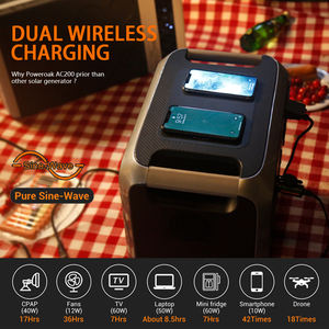 Station d'alimentation portable <span class=keywords><strong>AC200P</strong></span> grande capacité, alimentation énergétique de charge en extérieur, générateur d'énergie solaire - Product Image 6