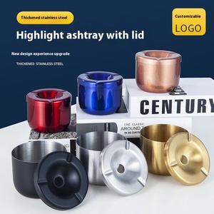 Cenicero moderno de acero inoxidable anticaídas y antimoscas Internet <span class=keywords><strong>Cafe</strong></span> & Restaurant Home Bar Logo Diseño creativo sin humo - Product Image 2