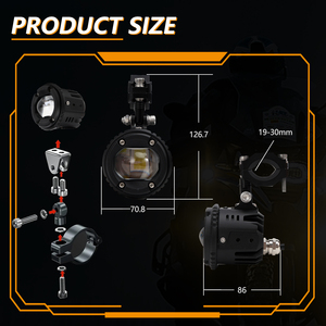 12V Max Power 120W Aluminium Blanc et Jaune Éclairage <span class=keywords><strong>Led</strong></span> <span class=keywords><strong>Lampe</strong></span> Auxiliaire Projecteurs pour Moto - Product Image 2