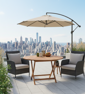 High Quality Modern Teak Round <b>Folding</b> Table Jepara Artisans Delivering Strong Weather Resistant Design Patio Garden Picnic Use - Product Image 4