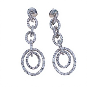 Pendientes colgantes de lujo de plata de ley 925 con diamantes blancos naturales redondos, joyería fina hecha a mano para fiesta, regalo para mujer, 1.43 quilates en total - Product Image 1