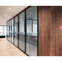 Flexsapce New Modern Office Partition Wall Environment Wooden and Glass Partition Wall Swing or Sliding Door Options