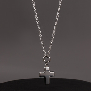 Men's Titanium Steel <b>Cross</b> Pendant Necklace 50cm Geometric Sweater <b>Chain</b> Gift Accessory - Product Image 2