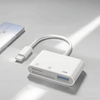 Convertisseur de concentrateur multi-ports 3 en 1 Type-C/Micro USB vers USB-A Adaptateur OTG avec lecteur de carte mémoire TF/SD pour ordinateur portable