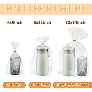 Bolsas de celofán transparente con base y fuelle, 8x11 pulgadas, 50 unidades, grado alimenticio, con ataduras de alambre para regalos y empaques de fiestas - Product Image 6