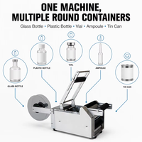 Machine d'étiquetage semi-automatique pour bouteilles rondes en verre, plastique, flacons, ampoules et boîtes de conserve