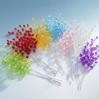 Tige de fleur en perles acryliques multicolores, branche en cristal faite à la main pour arrangement de vase, décoration de mariage, fête, maison, vente en gros