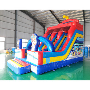 <span class=keywords><strong>Structure</strong></span> <span class=keywords><strong>gonflable</strong></span> commerciale en PVC pour intérieur/extérieur, combo toboggan double piste humide/sec avec souffleur, capacité 300-500 kg, idéale pour les fêtes - Product Image 2