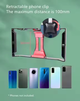 Cage de stabilisation universelle pour smartphone - Stabilisateur de tournage avec 3 supports griffe froide et trous filetés 1/4 pouce - Support de téléphone portable