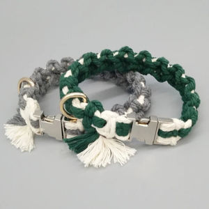 Collier En Macrame Chien Katun Lembut Serviks Hundehalsband Pemimpin Kerah dan Tali Anjing Set Kerah Anjing Macrame Personalisasi - Product Image 6