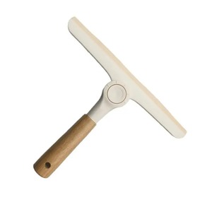 Raclette de douche rotative avec lame en silicone et manche en bambou pour le nettoyage des vitres de salle de bain et des fenêtres - Product Image 1