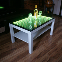 Portable éclairer illuminé discothèque miroir infinity table basse table club verre trempé led 3D infinity meubles