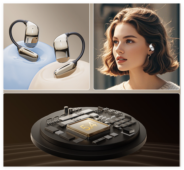 New AI Translate Earbuds OWS Earhook with LED Screen BT 5.4 Open Ear Headphones Long Standby for Business Workout Fitness