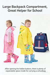 Veste de <span class=keywords><strong>pluie</strong></span> longue imperméable en EVA légère à imprimé dessin animé personnalisé pour les enfants d'âge scolaire - Product Image 4