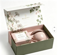 Boîte en carton magnétique de luxe en forme de livre, personnalisée avec impression, avec insert en EVA pour l'emballage cadeau de sachets de thé et d'ensembles de tasses à thé