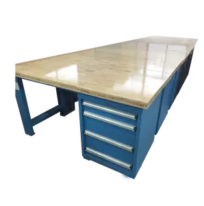 Factory Heavy Duty Esd Wood Work Bench Industrial Workbench Table With Drawers