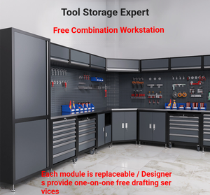 Armoire à outils d'atelier et de garage multifonctionnelle contemporaine en métal, gain de place, robuste, avec tiroirs, OEM - Product Image 5