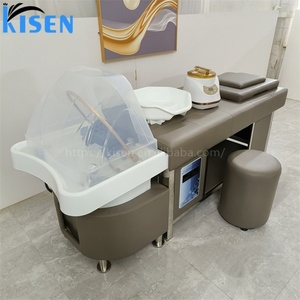 KISEN Modern Thai Style High End PU Leather Hair Washing Massage Chair Lay Down <b>Table</b> Shampoo Bed Chairs for Hair Beauty Salon - Product Image 2