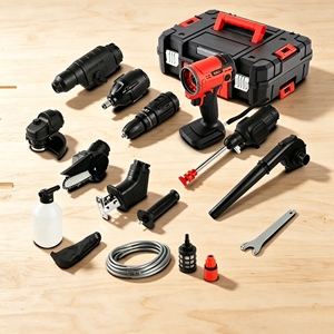 Ensemble d'outils professionnels sans fil L&P pour bricolage domestique avec perceuse à percussion, clé à chocs, marteau, meuleuse, tronçonneuse, souffleur, pistolet de lavage et mallette de transport rigide - Product Image 3