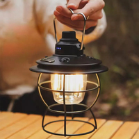 Lampe de camping portable, lampe de tente vintage, rechargeable par USB, étanche, rétro, lampe LED de camping en plein air