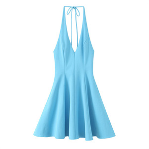 Vestido Mini Acampanado con Dobladillo Ondulado Simple en Rosa, Negro y Azul para <span class=keywords><strong>Mujer</strong></span>, Verano 2026 - Product Image 2