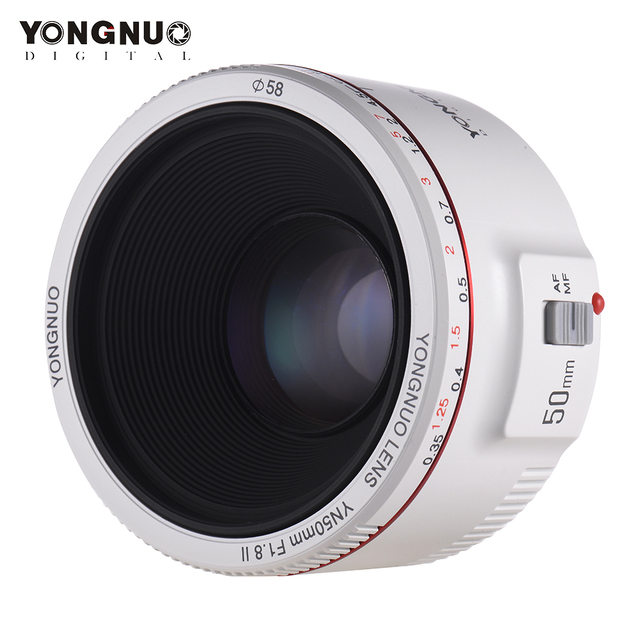 Yongnuo YN50MM F1.8 II White AF/MF 0.35M Focus Distance Standard Prime Camera Lens for Canon DSLR Camera