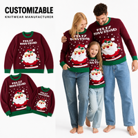 Pull en tricot pour femme à col rond en fibre acrylique Streetwear, motif Père Noël, pour les fêtes de fin d'année, ODM