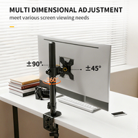 Bras de moniteur unique personnalisé Khcoohoo avec ressort à gaz, support pour écrans de 27 pouces, service OEM/ODM, montage ergonomique sur bureau, acier allié en stock