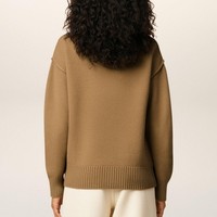 Fabricants de tricots OEM en Chine, cardigan en laine jacquard intarsia marron personnalisé pour femmes, avec boutons, motif cœur de Paris