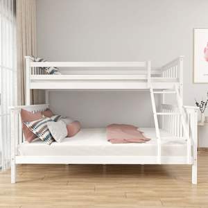 Modern Simple Bunk <b>Bed</b> with <b>Double</b> Solid Wood Support Custom - Product Image 3