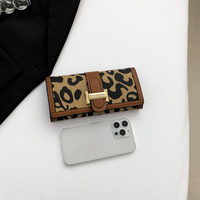 Dompet tangan kulit PU wanita elegan Retro dompet kartu Clutch mewah dompet uang pendek panjang wanita