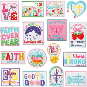 Parches Bordados de Fe, Adhesivos Decorativos <span class=keywords><strong>para</strong></span> Ropa, Letras de Amor, Bordado a Máquina, Sellos, Cruces, Termoadhesivos - Product Image 1