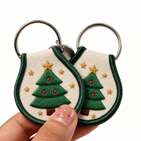 Porte-clés brodé personnalisé, design double face, broderie en tissu, porte-clés brodé pour cadeau promotionnel d'entreprise
