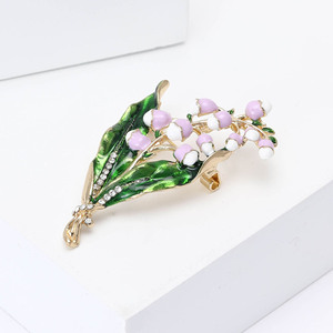 <strong>Funky</strong> Alloy Enamel Floral Brooch Delicate Lily of the Valley Flower <strong>Cardigan</strong> Corsage Brooch Pin Jewelry for Women - Product Image 3