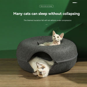 Filz Reiß verschluss Katzen bett Grau Verstecken und Suchen Katze Donuts Tunnel bett Stereo Donuts Erwärmung Sommer Winter Geschlossenes Katzen nest - Product Image 6
