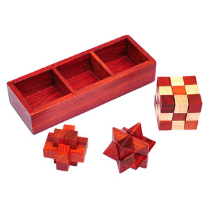 <strong>3</strong>-IN-<strong>1</strong> Classical Educational Wooden Puzzle <strong>Games</strong> <strong>Set</strong> Rosewood Luban Lock Craft Kongming Jigsaw Puzzles for Teens Adults DIY - Product Image 4