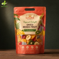 Op maat bedrukte, voedselveilige, transparante Doypack-staande zakken met venster voor gedroogd fruit, hersluitbaar met ziplock, van Mylar, met logo.