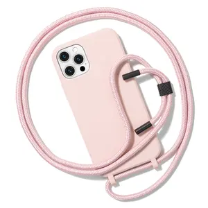 Funda de teléfono móvil con cuerda de fabricación, carcasa cruzada con Collar para iphone 7 8 Plus X Xr XS MAX 11 12 14 Pro Max