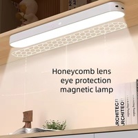 Lampe de lecture sous-armoire rechargeable à intensité variable, protection des yeux, 3 modes, sans fil, magnétique, LED, pour bureau et étude