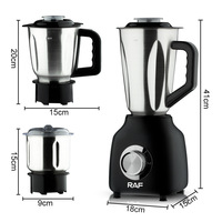 Robot culinaire multifonction 3-en-1 en acier inoxydable avec commande par bouton, moulin à noix, presse-agrumes et mixeur pour aliments et légumes