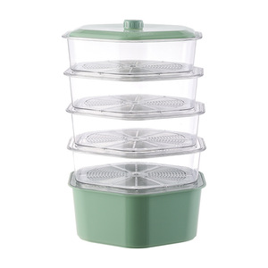 Cubierta transparente de múltiples capas para alimentos y verduras, caja de almacenamiento de mesa de cocina apilable, cubierta de plato, cubierta de aislamiento térmico - Product Image 1