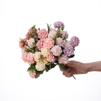 Usine directe Mini tige buissons de fleurs en soie bouquet de fleurs d'oeillets artificiels pour la décoration