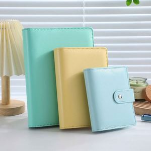 สมุดบันทึกพิมพ์ลายตามสั่ง ปกหนัง PU สีสันสดใส ทนทาน ขนาด A5 A6 พร้อมช่องใส่เงินสด ใส่การ์ดรูปภาพ  แบบ Macaron A6 - Product Image 5