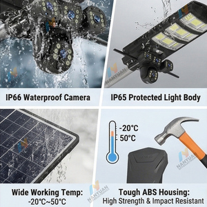 Lampadaire solaire tout-en-un haute performance avec <span class=keywords><strong>batterie</strong></span> 40Ah, étanche IP65, pour extérieur, avec caméra 4K - Product Image 6