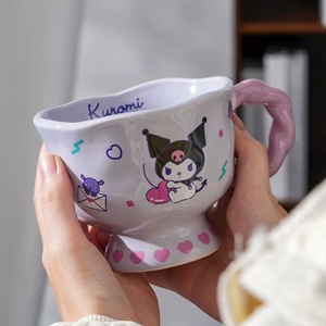 แก้วเซรามิคลายการ์ตูนพร้อมฝาปิดกล่องสีสวยแก้วกาแฟน้ำลายการ์ตูนคิตตี้นม - Product Image 1