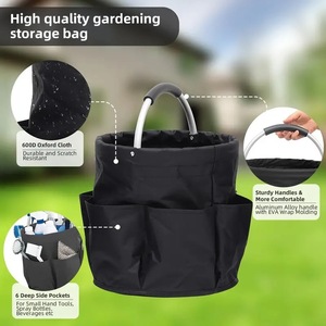 <b>Foldable</b> Oxford Fabric Storage <b>Basket</b> With Handle For Garden Outdoor Use Circle Shape Neatening Storage <b>Baskets</b> - Product Image 3