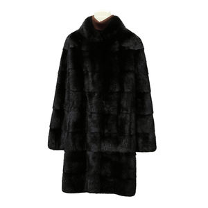 Atacado Dinamarca Blackglama Casaco De Inverno Stand Collar Horizontal Real Mink Fur Coat Dinamarca Pele Real - Product Image 1